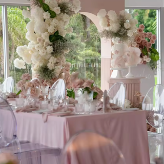 White Cream, Pink Blush and Greenery Premium Floral Flower Arch - 4548