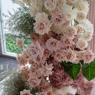 White Cream, Pink Blush and Greenery Premium Floral Flower Arch - 4548