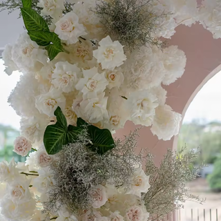 White Cream, Pink Blush and Greenery Premium Floral Flower Arch - 4548