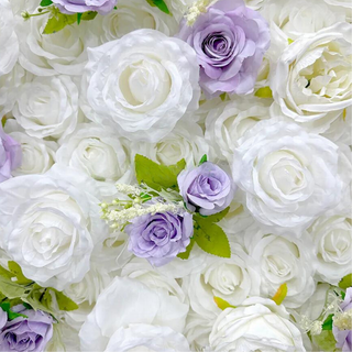 Classic White and Purple Rose Flower Wall - 003