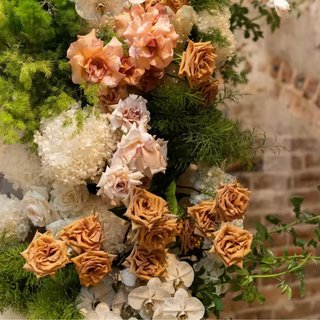 White, Orange Cream Greenery Premium Floral Flower Arch - 4549