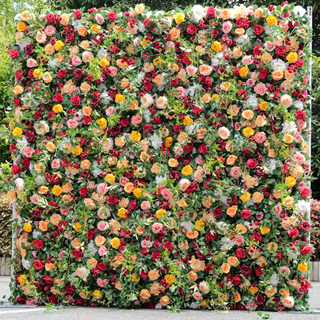 Red, Yellow and Pink Vinery Premium Greenery Flower Wall - 183