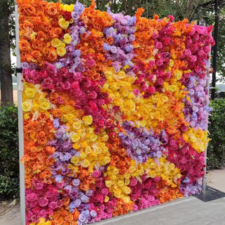 Orange, Purple, Pink and Yellow Premium Flower Wall - 032