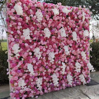 Dripping White, Hot Pink & Purple Premium Flower Wall - 141