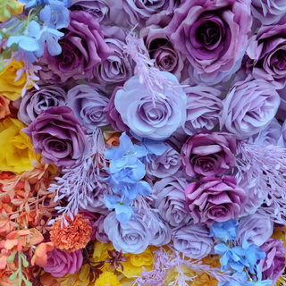 Orange, Purple, Pink and Yellow Premium Flower Wall - 032