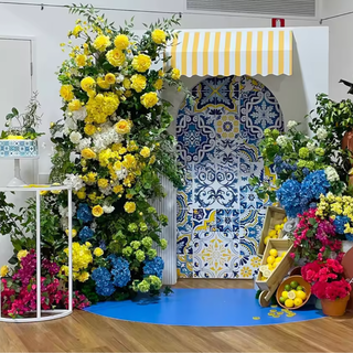 Yellow, Blue, White Premium Floral Flower Arch - 4559