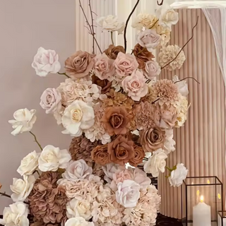 Brown, Cream and Pink Blush Premium Floral Flower Arch - 4560