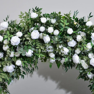 Wild White Rose Premium Greenery Floral Heart Arch - 4907