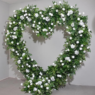 Wild White Rose Premium Greenery Floral Heart Arch - 4907