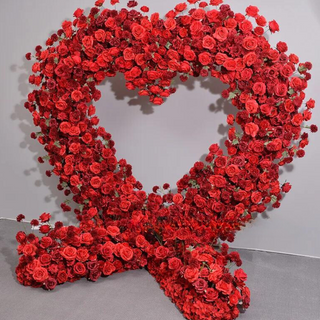 Red Wild Rose Premium Heart Floral Arch - 4901