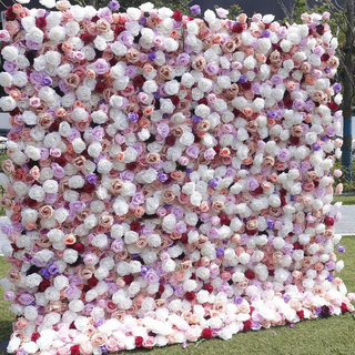 Purple and Pink Blush Cream Premium Rose Flower Wall - 193