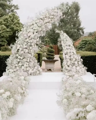 White Rose Babys Breath Deluxe Flower Arch - 4562