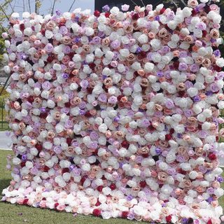 Purple and Pink Blush Cream Premium Rose Flower Wall - 193