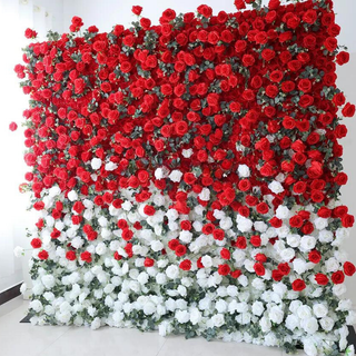 Red & White Premium Ombre Flower Wall - 113