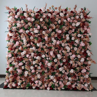 Brown, Pink and Blush Greeenry Premium Flower Wall - 211