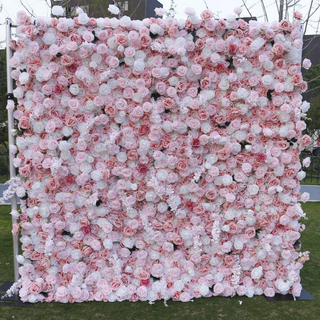 Light Pink with a Hint of Black Wild Rose Premium Flower Wall - 008