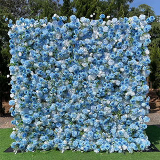 All Blue Touch of White WIld Rose Premium Flower Wall - 034