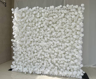 All White Premium Wild Rose Flower Wall - 020