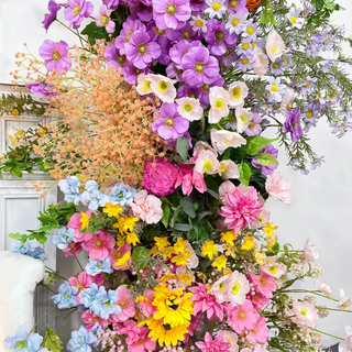 Into the Meadow Purple, Orange, Blue and Yellow Premium Floral Flower Arch - 4532