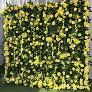 Dripping Yellow Premium Floral Greenery Wall - 098