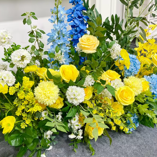 Yellow, White and Blue Greenery Premium Floral Flower Arch - 4533