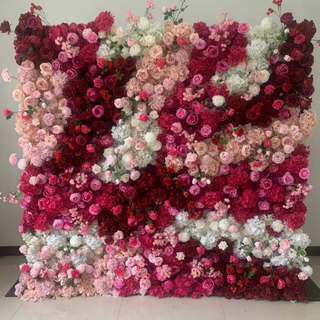 Deep Red, Pink and White Swirl Premium Flower Wall - 148