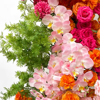 Orange, Pink, Cream Greenery Premium Floral Flower Arch - 4534