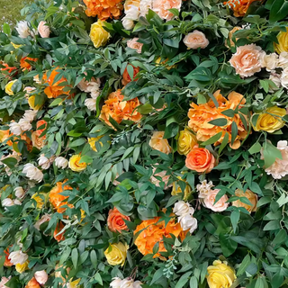 Into the Meadow Orange and Yellow Premium Greenery Flower Wall - 049