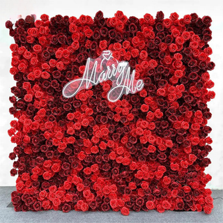 Deluxe Dark & Bright Red Rose Flower Wall - 027