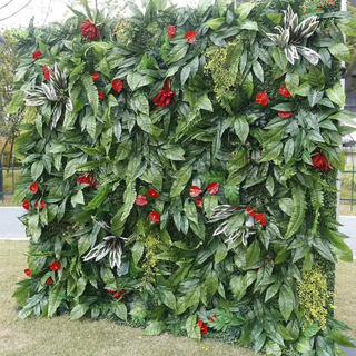 Dark Red Tropical Greenery Premium Wall - 523