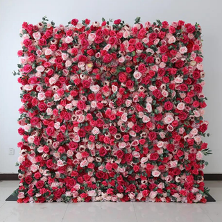 Pink/Red Greeenery Wild Rose Premium Flower Wall - 218