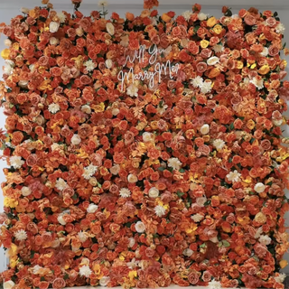 Orange Wild Rose Premium Flower Wall - 017