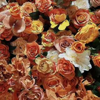 Orange Wild Rose Premium Flower Wall - 017