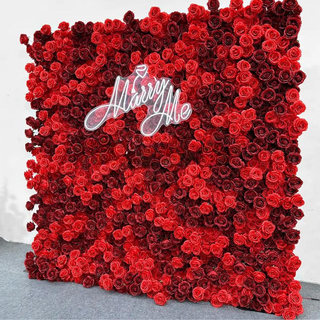 Deluxe Dark & Bright Red Rose Flower Wall - 027