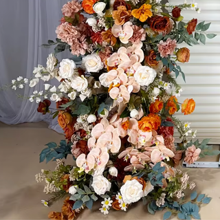 Pink Blush, Brown and Orange Premium Floral Flower Arch - 4542