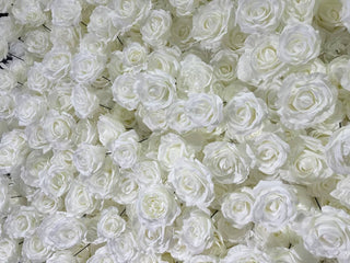 All White Premium Wild Rose Flower Wall - 020