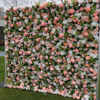 Peach & White Wild Rose Premium Greenery Wall - 203