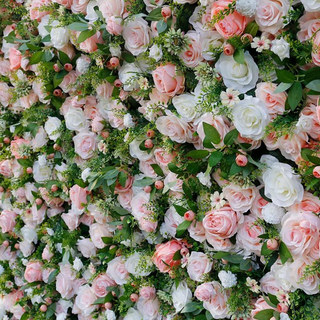 Peach & White Wild Rose Premium Greenery Wall - 203