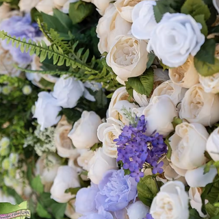 Lavender Purple & Cream Premium Greenery Flower Wall - 189