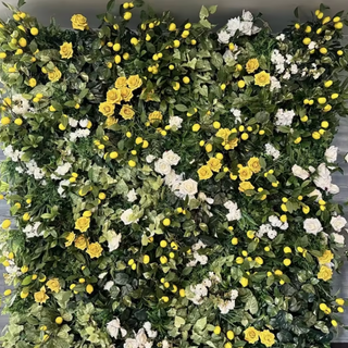 Yellow & White Lemon Greenery Premium Flower Wall - 184