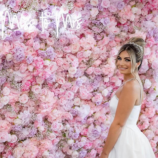 Baby's Breath Pink + Purple Rose Flower Wall - 068