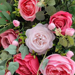 Red, Pink and Greenery Rose Premium Flower Wall - 031