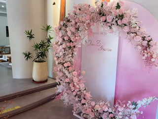 Peach & Pink Premium Floral Moon Arch - 4703