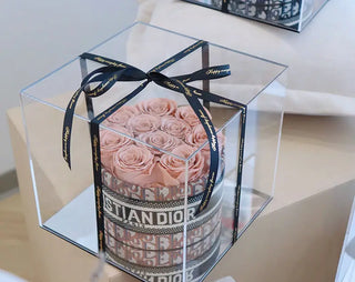 Premium Dior Rose Box with Preserved Roses