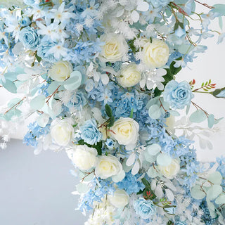 Blue & White Premium Floral Moon Arch - 4704