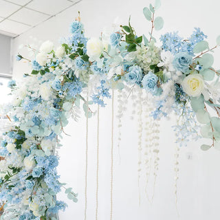 Blue & White Premium Floral Moon Arch - 4704