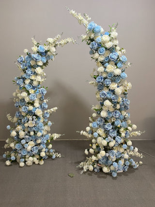 Baby Blue & White Ivory Rose Premium Floral Arch - 4524