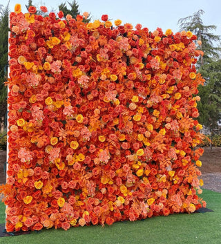 All Orange Premium Wild Rose Flower Wall - 195