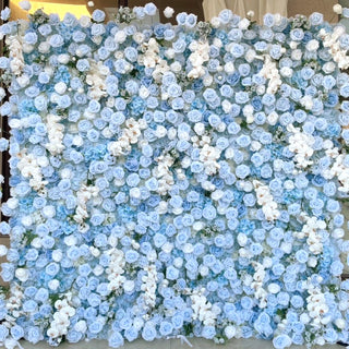 Blue & White Wild Rose Premium Flower Wall - 135