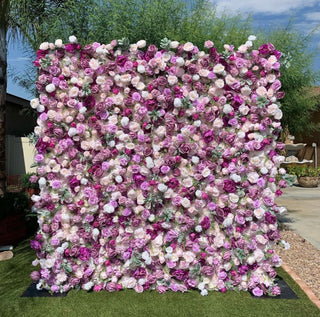 Purple Blush Cream Premium Rose Flower Wall - 147